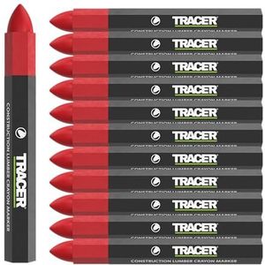TRACER Bouw hout krijt markers, pak van 12 - rood. 12 x rode multi oppervlak markering kleurpotloden