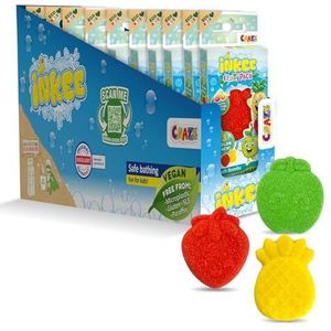 INKEE 10 minipacks Fruity, set van 3 badbommen voor kinderen met vormen en aroma's van vruchten, aardbeien, appel en ananas, plezier