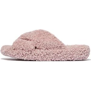 Fitflop Dames Iq'8217D-Luxe gewatteerde teddy-kruisslippers sandaal, Zwart, 42 EU