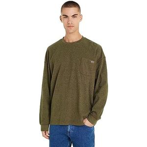 Tommy Jeans TJM RLX Wafel Snit Tee L/S gebreide tops voor heren, Drab Olijfgroen, L