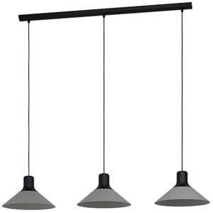 EGLO Hanglamp Abreosa, 3-lichts pendellamp, eettafellamp van zwart en grijs metaal, lamp hangend voor woonkamer, E27 fitting