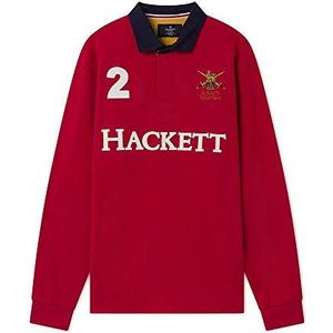Hackett London Leger Rugby Poloshirt voor heren, Rood (Rood 255), XXL