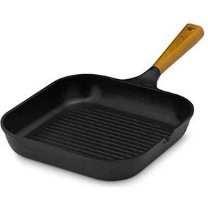 Gerlach Natur Grillpan met keramische coating, keramische koekenpan met houten handvat, inductie, elektrisch, gas keramische fornuis, 28 cm