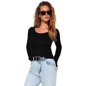 Trendyol FeMan Regular fit Basic Crew Neck Knitwear Trui, Zwart, M, Zwart, M