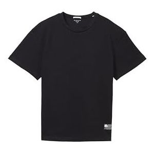 TOM TAILOR Oversized basic T-shirt met ronde hals voor jongens en kinderen, 36423 - Heavy Black, 128