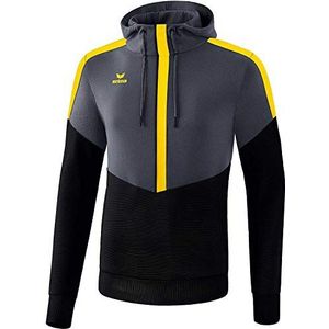 Erima uniseks-kind Squad sweatshirt met capuchon (1072005), slate grey/zwart/geel, 140