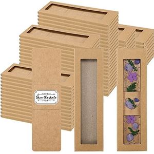 50 Set Bladwijzer Kartonnen Geschenkdozen Hars Bladwijzer Houder 5,9 x 1,8"" Kraft Bladwijzer Mouwen Blanco Display Kaarten Bladwijzer Geschenkgevallen voor Kleine Bedrijven Bladwijzer Inpakken