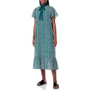 faina Dames midi-jurk van chiffon 19226416, groen wit, XS, Groen wit, XS