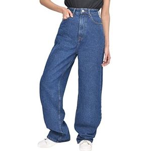 M17 Womens dames 90s denim brede been hoge taille jeans klassieke casual katoenen broek broek broek met zakken, Donker wassen Blauw, 36 NL
