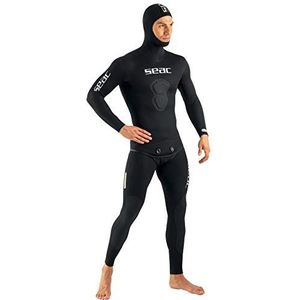 SEAC Black Shark wetsuit voor heren voor duik- en apno-vissers, 7 mm, tweedelig, met split voering, zwart, S