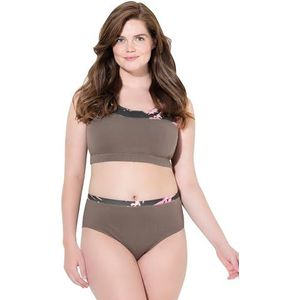 Ulla Popken Dames grote maten plus size bedrukte slip, Donker taupe, 50-52