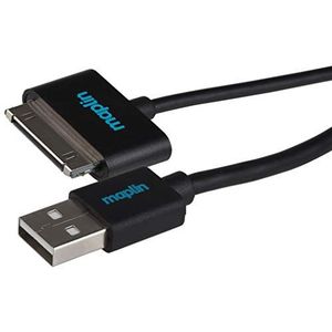 Maplin Premium 30 Pin for Samsung to USB A Mannelijke Kabel 1,5 m Zwart