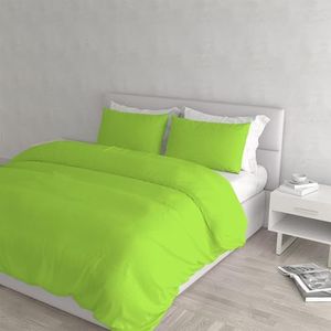 Italian Bed Linen Elegant dekbedovertrek, appelgroen, voor tweepersoonsbed