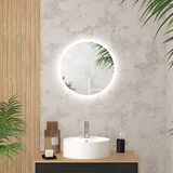 AURLANE Ronde badkamerspiegel met ledverlichting, diameter 50 cm, GO LED