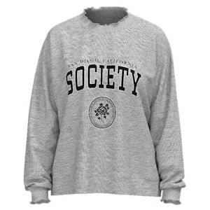 PIECES PCMALIAH LS Print Sweat, lichtgrijs gemêleerd/print: zwart, M