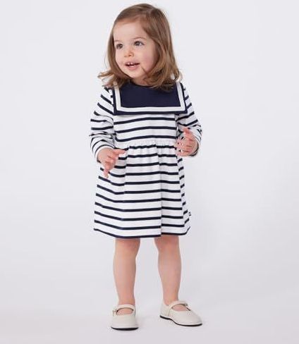 A-lijn Jurk - Gestreept - Jersey - Knielengte - Lange Mouw
