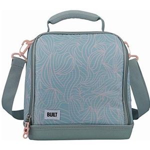 BUILT Geïsoleerde lunchtas, design: The Mindful, polyester/PEVA, grijs/lichtroze, 18,5 x 24 x 26 cm