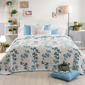 Sancarlos sprei dubbele stof Floral Isabel, polyester, blauw, eenpersoonsbed, 200 x 270 x 1 cm