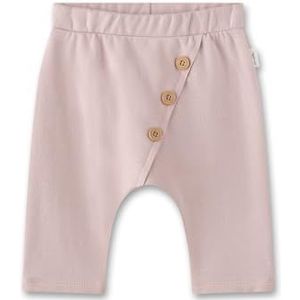 Sanetta Babybroek roze | Praktische en comfortabele uniseks joggingbroek van biologisch katoen. Broek met elastische tailleband en decoratieve schuine knoopsluiting | babykleding, roze, 92 cm