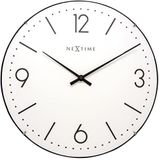 Wandklok NeXtime dia. 35 cm, bol glas, wit, 'Basic Dome' NE-3157WI