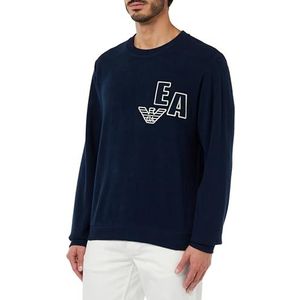 Emporio Armani Heren Heren Corduroy Fleece Crew Neck Sweater Sweatshirt, marineblauw, XL