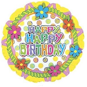 Suki Gifts S9114282 Bloemen Happy Birthday Folieballon Heliumballon, meerkleurig