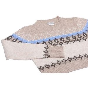 Jalene Dames Kleurrijke gebreide trui met ronde hals gerecycled polyester lichtbruin meerkleurig maat XS/S, Lichtbruin, meerkleurig, XS