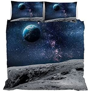 Italian Bed Linen Goodnight Beddengoedset van microvezel, digitale print, Earth, voor tweepersoonsbed