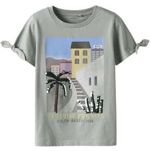 NAME IT Meisjes Nkfjimbo SS Top, Aqua Gray, 134-140