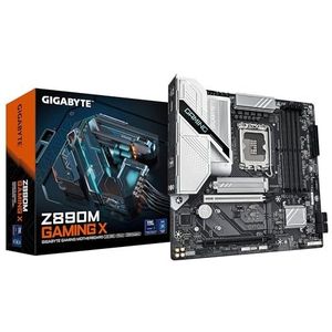 GIGABYTE Z890M GAMING X-moederbord - Ondersteunt Intel Core Ultra (Serie 2) CPU's, 8+1+2 fasen VRM, tot 8800MHz DDR5 (OC), 1xPCIe 5.0 + 2xPCIe 4.0, 2.5GbE LAN, USB 3.2 Gen 1