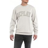 Replay Heren sweatshirt logo zonder capuchon, wit (Platinum 012), S, Platinum 012, S