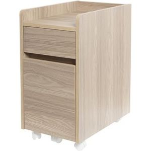 Iris Ohyama, Kast met vergrendelbare wielen / Archiefmap voor houten lades / Bureau met planken en wielen / Bureaukast, design en modern, kantoor, studeerkamer - FDK-3059 - LichtBruin