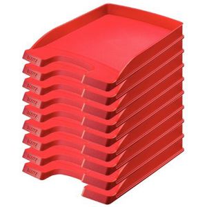Leitz Brievenbak plat A4, 10 stuks, ideaal voor het opbergen en organiseren van A4-documenten, stapelbaar, rood, Plus serie, 52370025