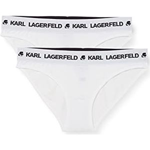 KARL LAGERFELD Dames Logo Briefs (Set van 2), Wit, S