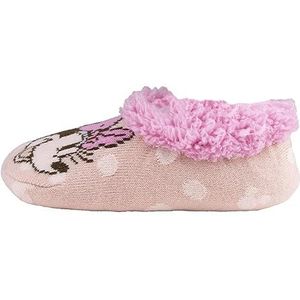 Minnie pantoffels met sokken, roze, maat 25-27, binnenkant van lamsvacht, polyester sneakers, zachte zool met antislip punten, origineel product, ontworpen in Spanje, Roze, 25/27 EU