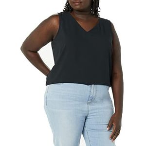 Amazon Essentials Dames Regular-Fit mouwloze gelaagde tanktop (verkrijgbaar in grote maten), zwart, XS