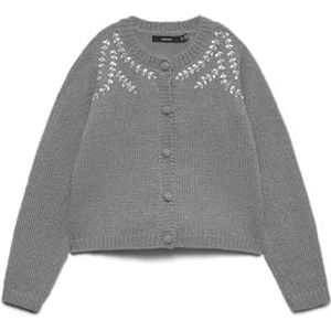 VERO MODA Vmtamara Ls O-hals cardigan, Medium grijs (grey melange), XS