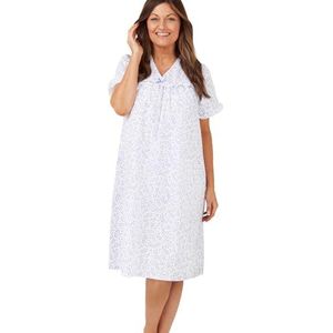 Marlon Carlotta onderhoudsvriendelijk geweven nachthemd met ruches voor dames, Blauwe Draai, 54-56