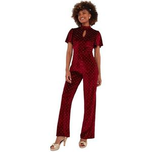 Joe Browns Sprankelende velours jumpsuit met wijde pijpen voor dames, bessen, 10, Bessen, 36