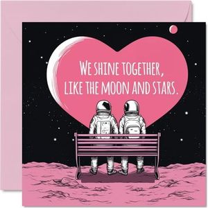 Romantische verjaardagskaart voor hem haar - Lunar Love - Valentijnsdag kaart vriend vriendin man vrouw partner, 145mm x 145mm Leuke wenskaarten verloofde