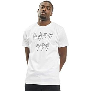 Mister Tee Heren Fu Sign Language T-Shirt, wit, XXL