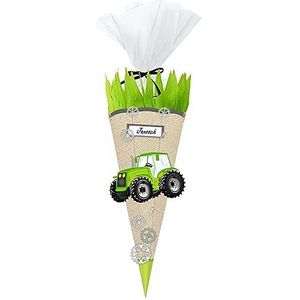 Ursus 9770003 - Green & Easy schoolkegel knutselset, tractor, hoogte ca. 68 cm, diameter ca. 20 cm, incl. instructies en patroonblad, voor back-to-school knutselen