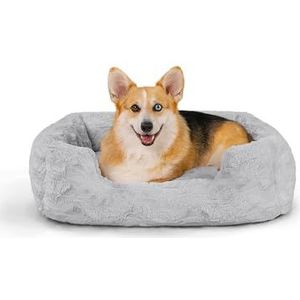 Best Friends by Sheri Soothe & Snooze Lounge Lux Memory Foam Rectangular Dog Bed, Washable, Grey, Medium 30"" x 20