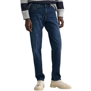 GANT Heren slim jeans, dark blue worn IN, standaard, Dark Blue Worn in, 38W / 34L