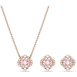 Swarovski - Sparkling Dance-set - Hanger en Oorbellen - Witte en Blauwe Kristallen - Roségoud Plated