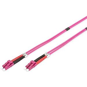 DIGITUS DK-2533-03-4 – Glasvezelkabel OM4 – 3 m – LC naar LC – Duplex Glasvezelkabel – 1/10/40/100 Gbit/s – MM Multimode Glasvezel LAN-Kabel – Vezeltype: 50/125 µ – Paars (Violet)