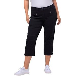 Ulla Popken Dames Hose Mony, Wadenlang, Zipptaschen, Stretch Broek, Marinier, 50W / 32L