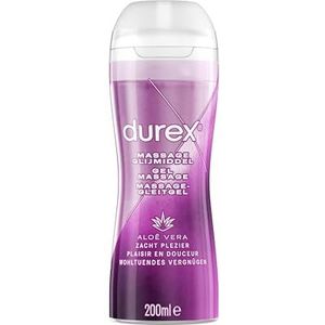 Durex 2-in-1 AloÃ« Vera-massage en glijmiddel - Voor massages van het hele lichaam en intieme zones, met massage-applicator voor eenvoudige toepassing - 200 ml (kleur van de verpakking kan variÃ«ren)