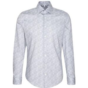 Seidensticker Zakelijk overhemd voor heren, slim fit, zacht, kentkraag, lange mouwen, 100% katoen, blauw, 36