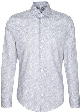 Seidensticker Zakelijk overhemd voor heren, slim fit, zacht, kentkraag, lange mouwen, 100% katoen, blauw, 36